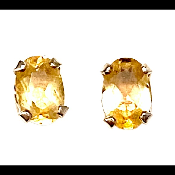 Jewelry Sterling Silver Yellow Stone Stud Earrings 925 Poshmark